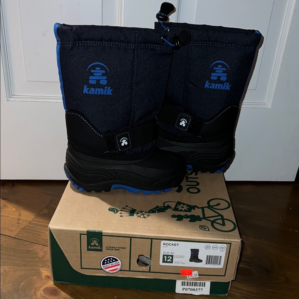 Kamik Kids' Black and Blue Winter Boots
